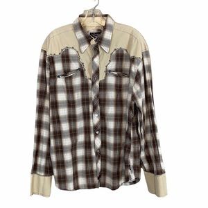 Fender Custom Shop Brown Plaid Snap Front Western Shirt by Rock & Roll Religion